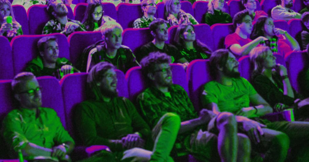Postcollapse Manifesto Cover image: People in a theater with hypercolor